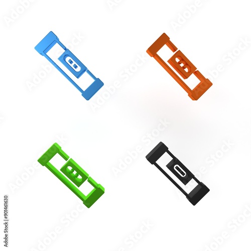 Colorful Construction bubble level icon isolated on white background. Waterpas, measuring instrument, measuring equipment. Minimalism concept. 3D render illustration photo