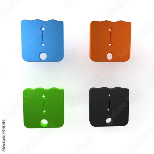 Colorful Depth measurement icon isolated on white background. Water depth. Minimalism concept. 3D render illustration