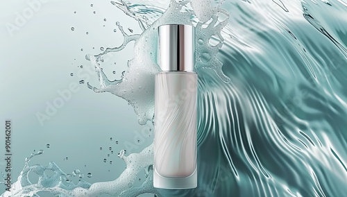 Cosmetic Bottle with Water Splash photo