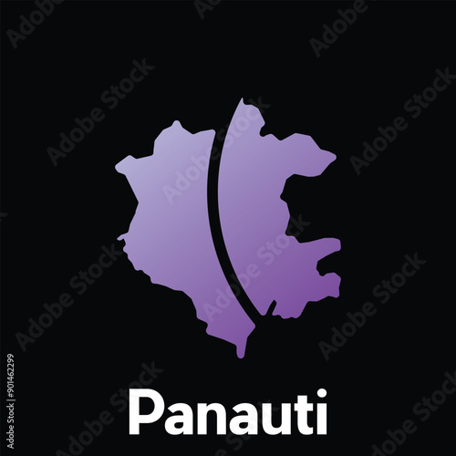 Map City of Panauti World Map International vector template style, isolated on black background photo