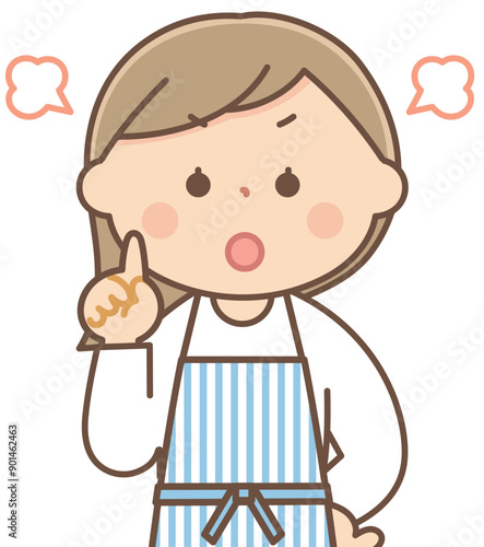 怒っているエプロンをした主婦