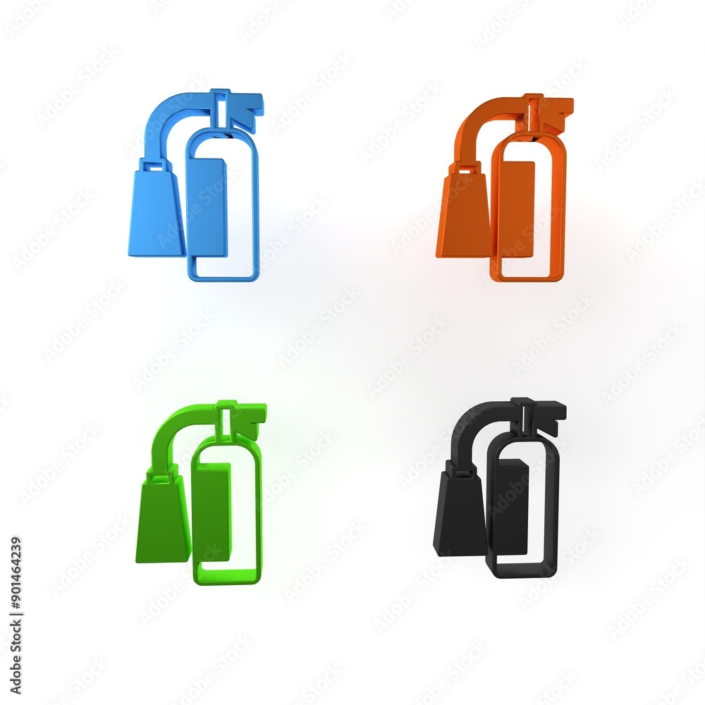 Fototapeta premium Colorful Fire extinguisher icon isolated on white background. Minimalism concept. 3D render illustration
