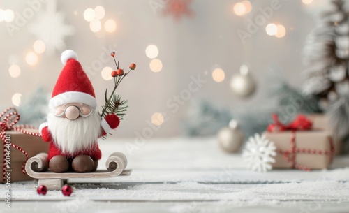 Christmas Gnome Sledding in Winter Wonderland