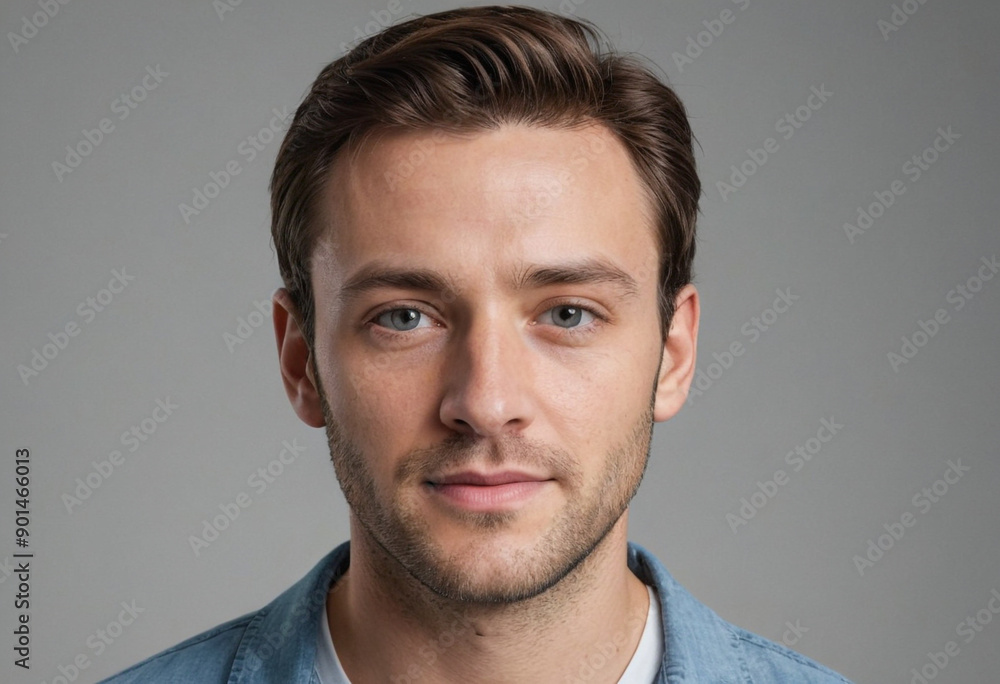 Fototapeta premium Portrait view of a regular Actor , candid, social media, avatar image, plain solid background