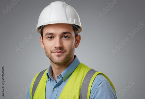 Portrait view of a regular Architect , candid, social media, avatar image, plain solid background