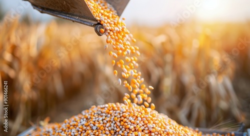 Harvesting Corn in a Field