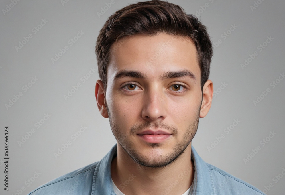 Naklejka premium Portrait view of a regular Artist , candid, social media, avatar image, plain solid background