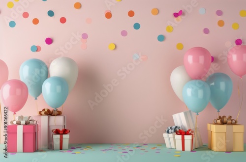 Pink and White Balloon and Gift Decor