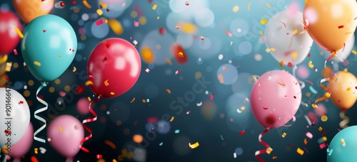 Colorful Balloons and Confetti