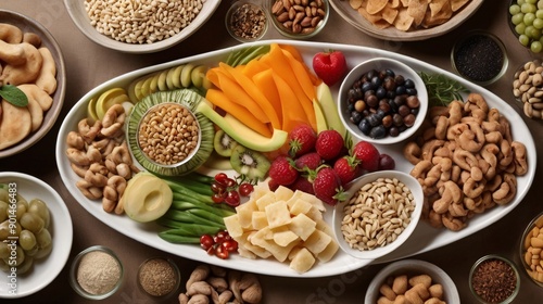 Health Food Platter. health food selection in porcelain bowls and dishes 