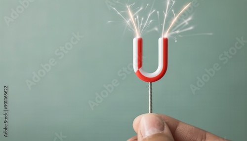 Hand Holding Magnet With Sparks