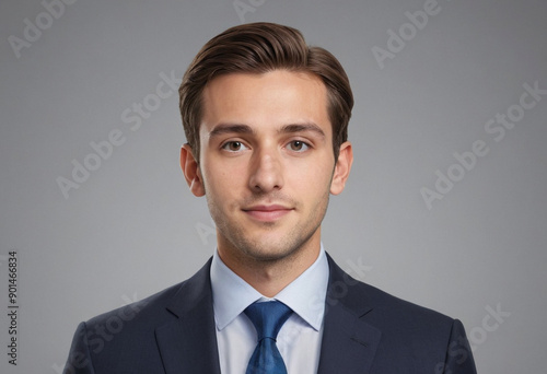 Portrait view of a regular Banker , candid, social media, avatar image, plain solid background