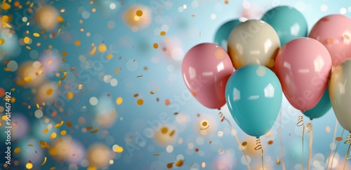 Pastel Balloons And Confetti