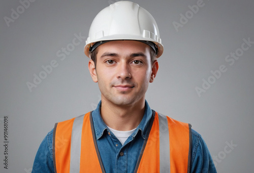 Portrait view of a regular Engineer , candid, social media, avatar image, plain solid background