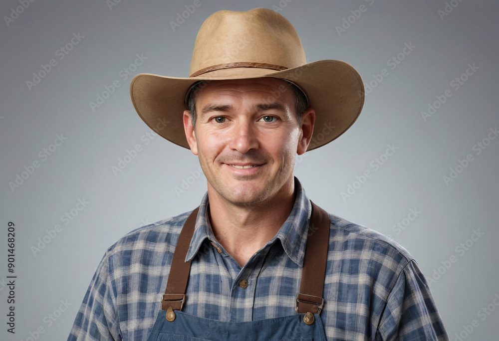 Portrait view of a regular Farmer , candid, social media, avatar image, plain solid background Portrait view of a regular Farmer , candid, social media, avatar image, plain solid background