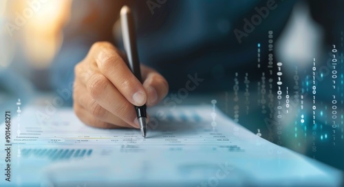 Person Holding Digital Pyramid With Upward Arrow