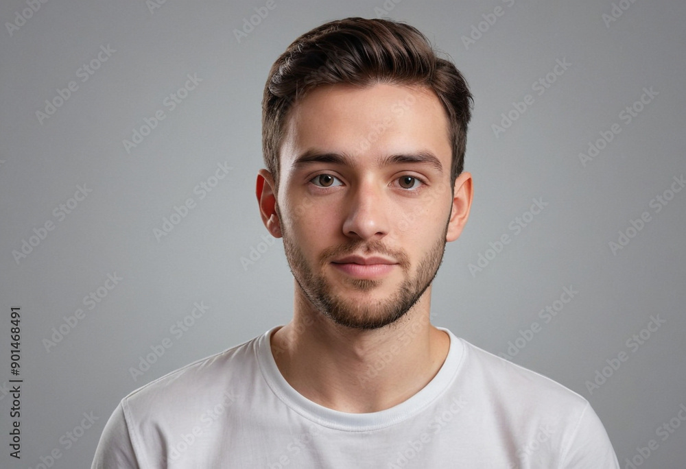 Naklejka premium Portrait view of a regular Graphic Designer , candid, social media, avatar image, plain solid background