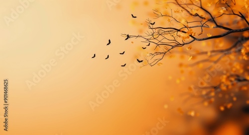 Bats Flying Through Autumn Leaves