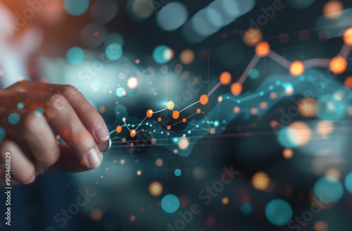 Hand Interacting With Digital Data