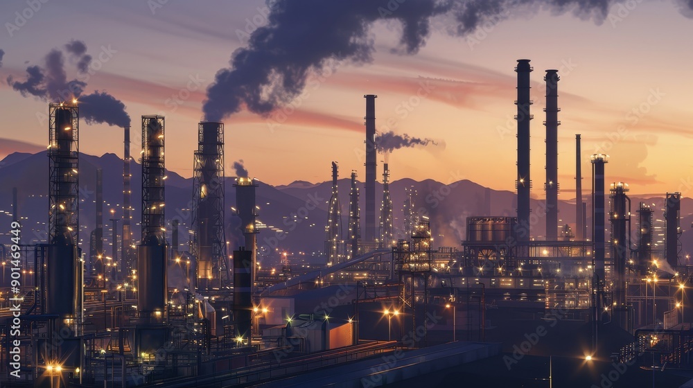 Green Energy Oasis A Futuristic Industrial Haven at Dusk Green Energy Oasis A Futuristic Industrial Haven at Dusk