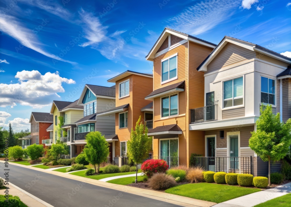 modern contemporary style of generic buildings or residential neighborhood for housing market and real estate modern contemporary style of generic buildings or residential neighborhood for housing market and real estate