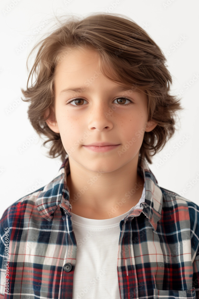 Portrait Foto für Kinder Ausweis - Junge mit langen dunklen Haaren Portrait Foto für Kinder Ausweis - Junge mit langen dunklen Haaren