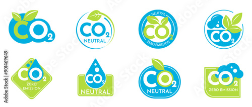 CO2. Carbon Neutral zero emission icon logo