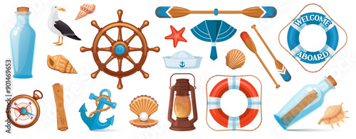 Marine nautical travel concept. Banner template set.