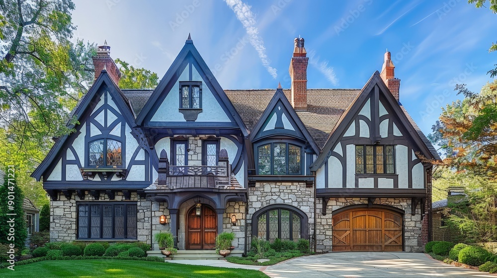 Write about the architectural revival of a Tudor-style house in modern UK suburbs Write about the architectural revival of a Tudor-style house in modern UK suburbs