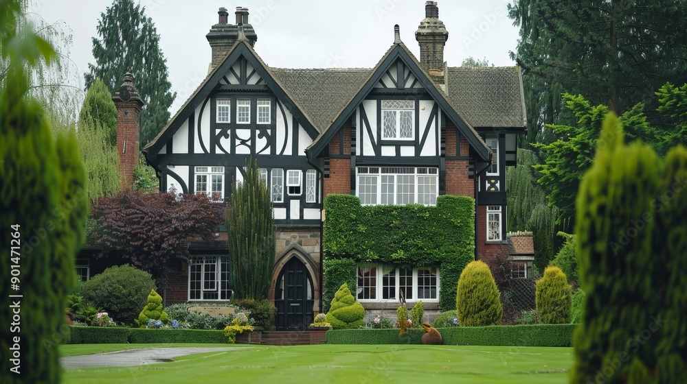 Write about the architectural revival of a Tudor-style house in modern UK suburbs Write about the architectural revival of a Tudor-style house in modern UK suburbs
