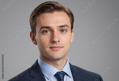 Portrait view of a regular Financial Analyst , candid, social media, avatar image, plain solid background