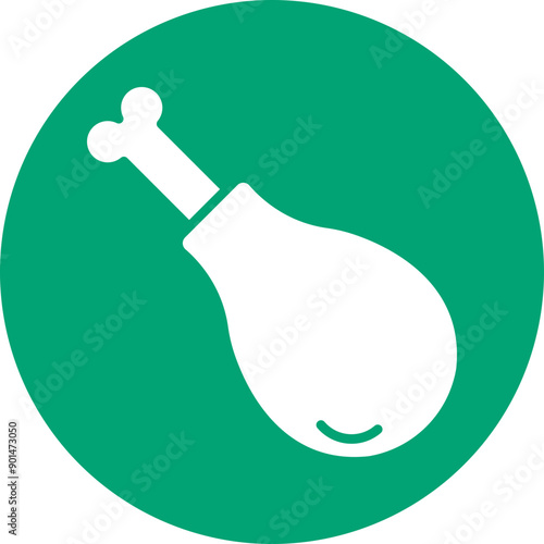 Chicken leg glyph circle icon