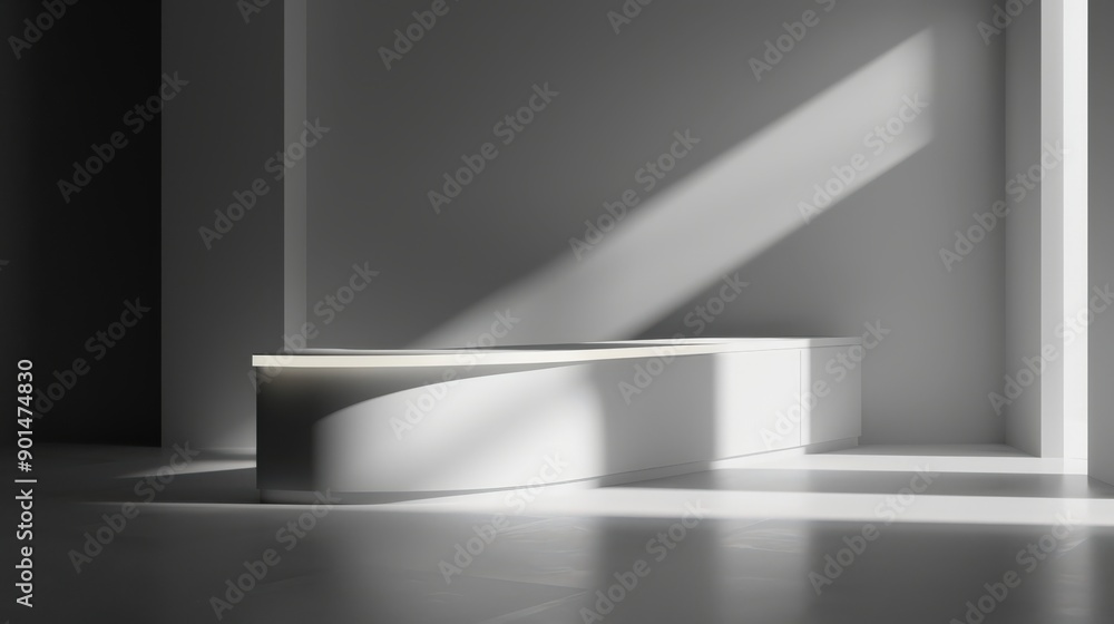 A white bench is in a room with a white wall A white bench is in a room with a white wall