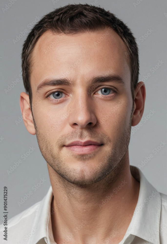 Obraz premium Portrait view of a regular Actor , candid, social media, avatar image, plain solid background