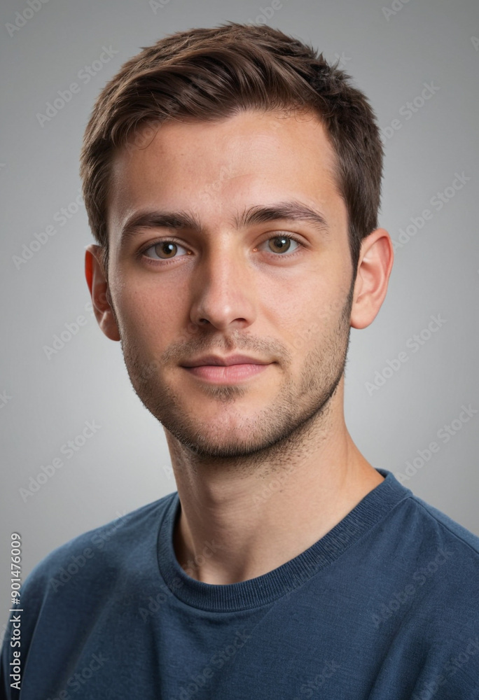 Obraz premium Portrait view of a regular Computer Programmer , candid, social media, avatar image, plain solid background