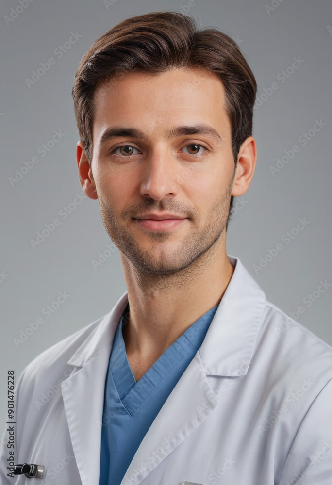 Portrait view of a regular Doctor , candid, social media, avatar image, plain solid background Portrait view of a regular Doctor , candid, social media, avatar image, plain solid background