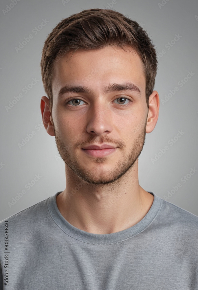 Fototapeta premium Portrait view of a regular Graphic Designer , candid, social media, avatar image, plain solid background