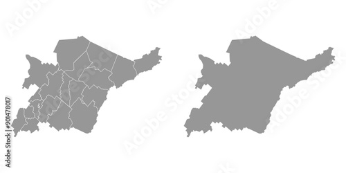 Komi map, administrative division of Russia. Vector illustration.