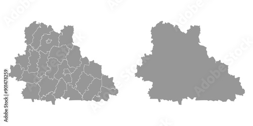Kurgan Oblast map, administrative division of Russia. Vector illustration.