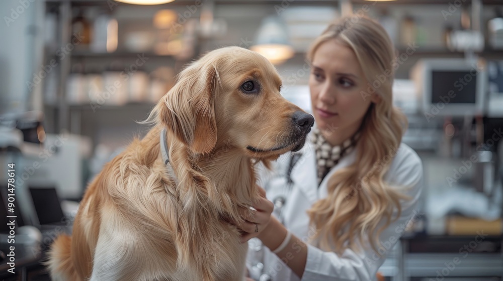 The dog is at the vet The dog is at the vet