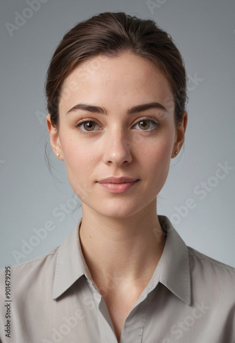 Portrait view of a regular Social Worker , candid, social media, avatar image, plain solid background