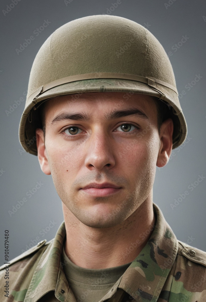 Portrait view of a regular Soldier , candid, social media, avatar image, plain solid background Portrait view of a regular Soldier , candid, social media, avatar image, plain solid background