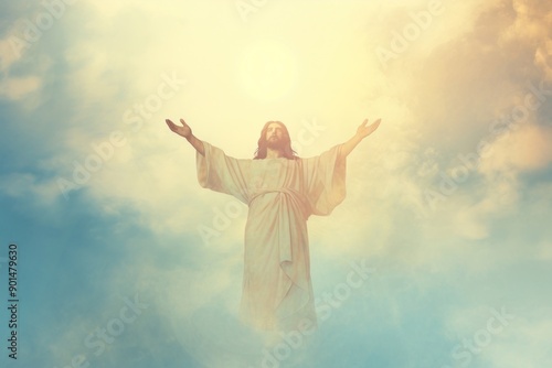 Jesus on sky outdoors nature adult. © Rawpixel.com
