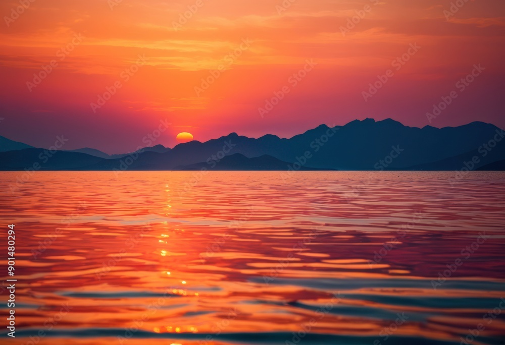 vibrant sunset over clear blue sea orange pink sky reflections calm water, ocean, coastline, beach, horizon, clouds, landscape, seascape, scenic, beautiful vibrant sunset over clear blue sea orange pink sky reflections calm water, ocean, coastline, beach, horizon, clouds, landscape, seascape, scenic, beautiful