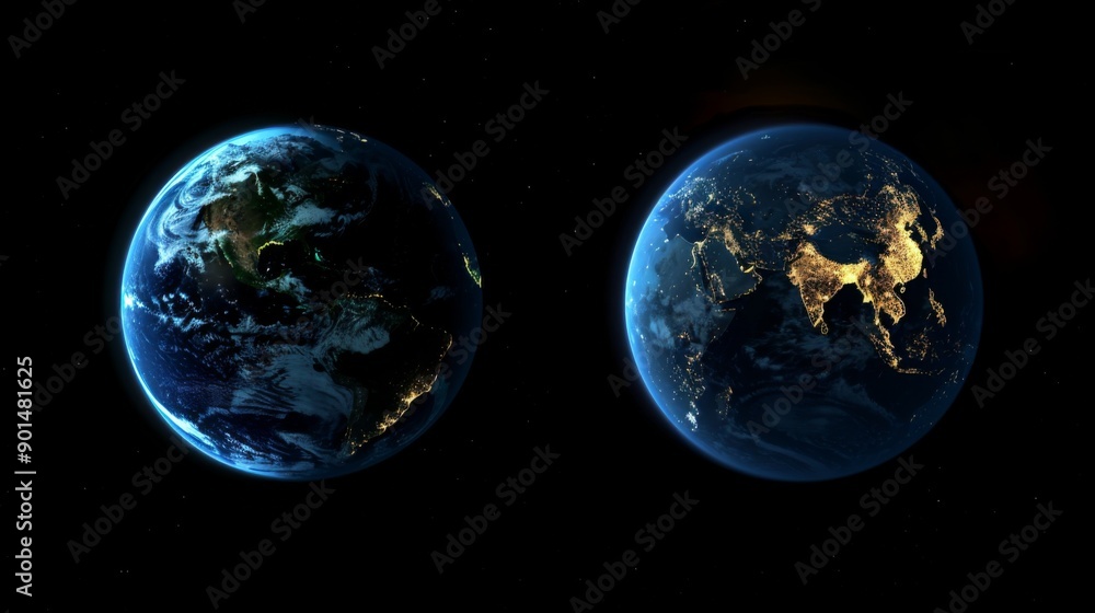 Fototapeta premium Earth from space day and night comparison