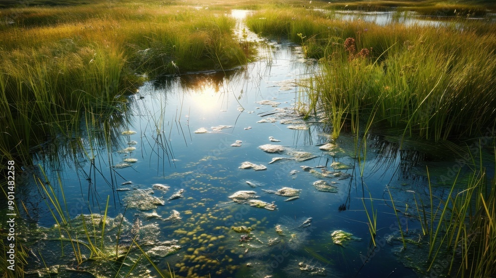 Wetlands: Areas where the land is saturated with water, either continuously or seasonally, supporting diverse plant and animal life and playing key ecological roles.
Wetlands: Areas where the land is saturated with water, either continuously or seasonally, supporting diverse plant and animal life and playing key ecological roles.
