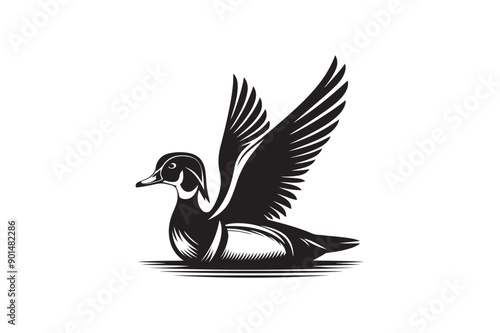 Wood Duck Silhouette vector Illustration