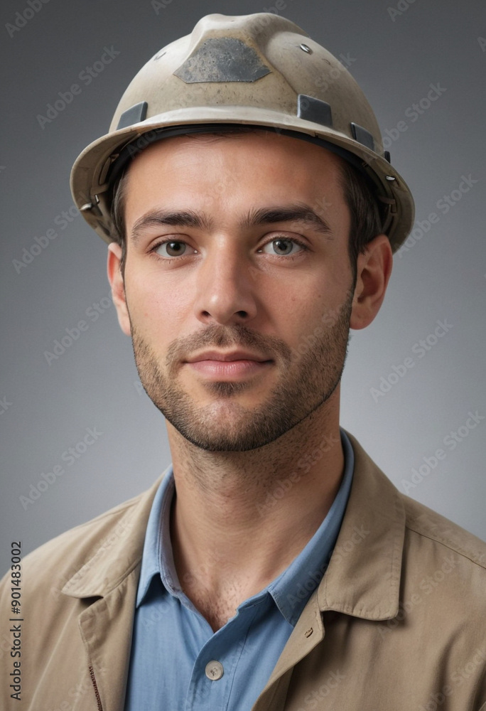 Fototapeta premium Portrait view of a regular Geologist , candid, social media, avatar image, plain solid background
