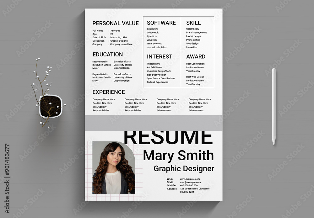Graphic Designer Resume Template Stock Template Adobe Stock