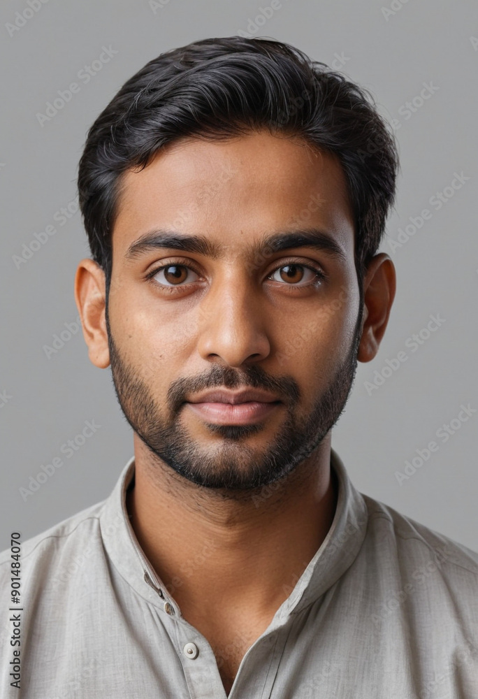 Portrait view of a regular Pujari , candid, social media, avatar image, plain solid background Portrait view of a regular Pujari , candid, social media, avatar image, plain solid background